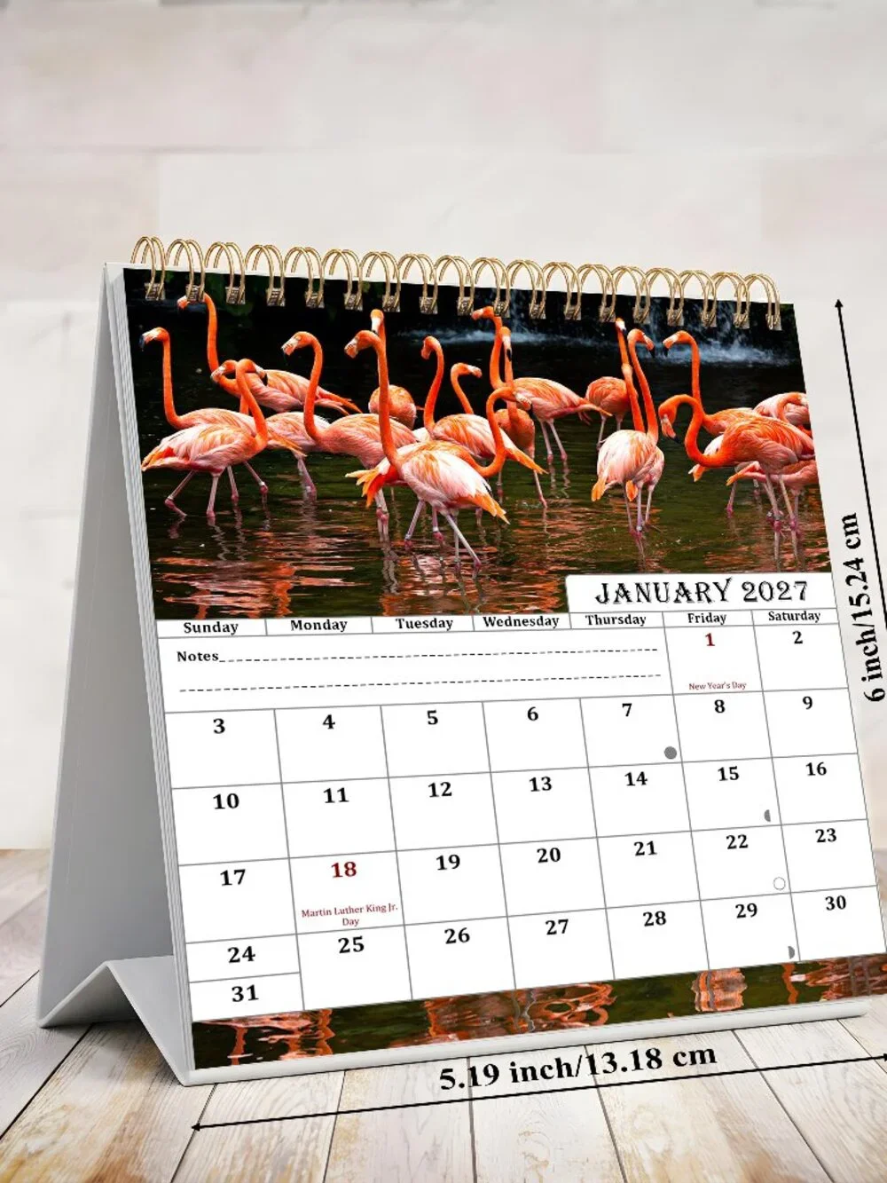 2026-2027 18 Months Standing Flip Desk Calendar Desktop Planner (Birds)
